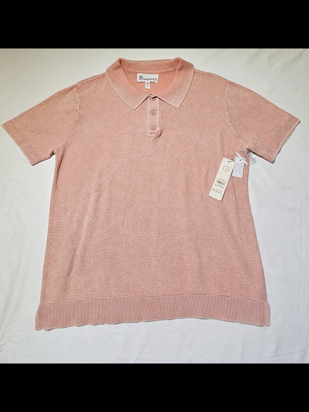 No Boundaries Men's Light Pink Knit Polo
